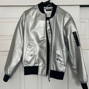 Apperloth A Zip Up PU Leather Bomber Jacket